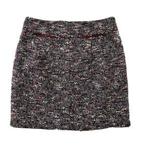 Ann Taylor Loft Pencil‎ Skirt Womens Size 2 Red Gray Textured Zip Up w Pockets